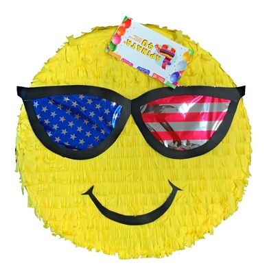 16" Emoticon Pinata with American Themed Shades Indpendence Day Pinata 4th of July Patriotic Party Veteran's Day