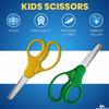 1InTheOffice Safety Scissors for Kids, 5-Inch Blunt Tip Scissors, Left and Right Handed, Green and Yellow (4 pack) view 2