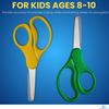 1InTheOffice Safety Scissors for Kids, 5-Inch Blunt Tip Scissors, Left and Right Handed, Green and Yellow (4 pack) view 3