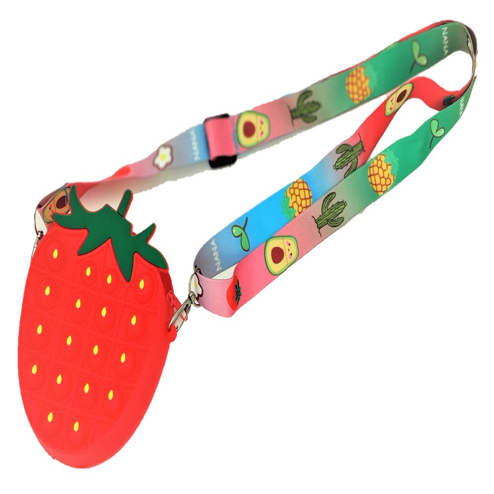 ITISMINE Fruit Push Bubble Pop-on-it Cross Body Purse Bag Sensory Pop Fidget Pooper Stress Relief Toy (Strawberry - Red, 1), 1 size fit all (AA70)