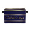 Joyestore Navy Blue & Gold Stripes Personalized Storage Bins ,Baskets Cubes Organizer with Handle for Shelves Closet Nursery Toy 1 Pack view 1