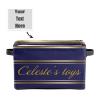 Joyestore Navy Blue & Gold Stripes Personalized Storage Bins ,Baskets Cubes Organizer with Handle for Shelves Closet Nursery Toy 1 Pack view 2