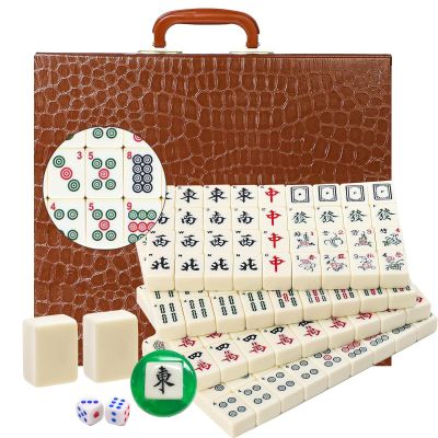 LANYOTA Mahjong Set,Chinese Mahjong Game Set with Carrying Travel Case, 1.5'' Large 146 Tiles with Arabic Numerals, 2 Dice and a Wind Indicator,Mah Jongg Set