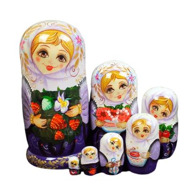 BBZY Matryoshka 7 Pcs Souvenir Russian Nesting Doll Hand Painted Doll Wooden Stacking Doll Home Decor Collection Classic Style