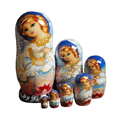 BBZY Matryoshka Set of 7 Pieces Beautiful Princess Woodmade Traditonal Russian Nesting Dolls Toy Gift Home Room Decoration