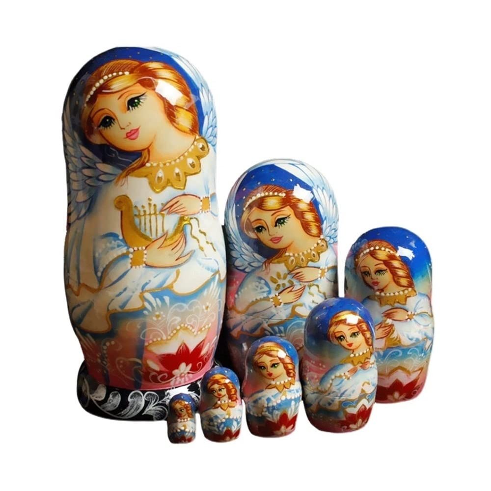 BBZY Matryoshka Set of 7 Pieces Beautiful Princess Woodmade Traditonal Russian Nesting Dolls Toy Gift Home Room Decoration