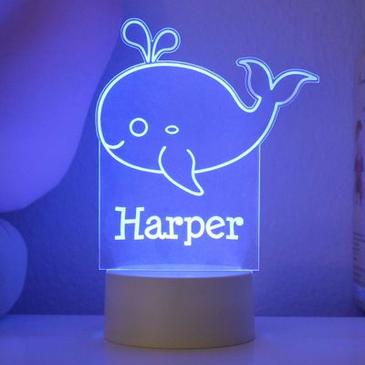 ETCHEY Personalized Whale Night Light, Girl's Room, Custom Night Light, Kid's Bedroom Decor