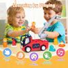 Yunaking Fire Truck Toys for 2 Year Old Boys Girls Montessori Early Educational Learning Toy with Firefighting Tools Baby Push Cars for 2 3 Year Old Boy Birthday Gifts with Sound Lights Effect view 2