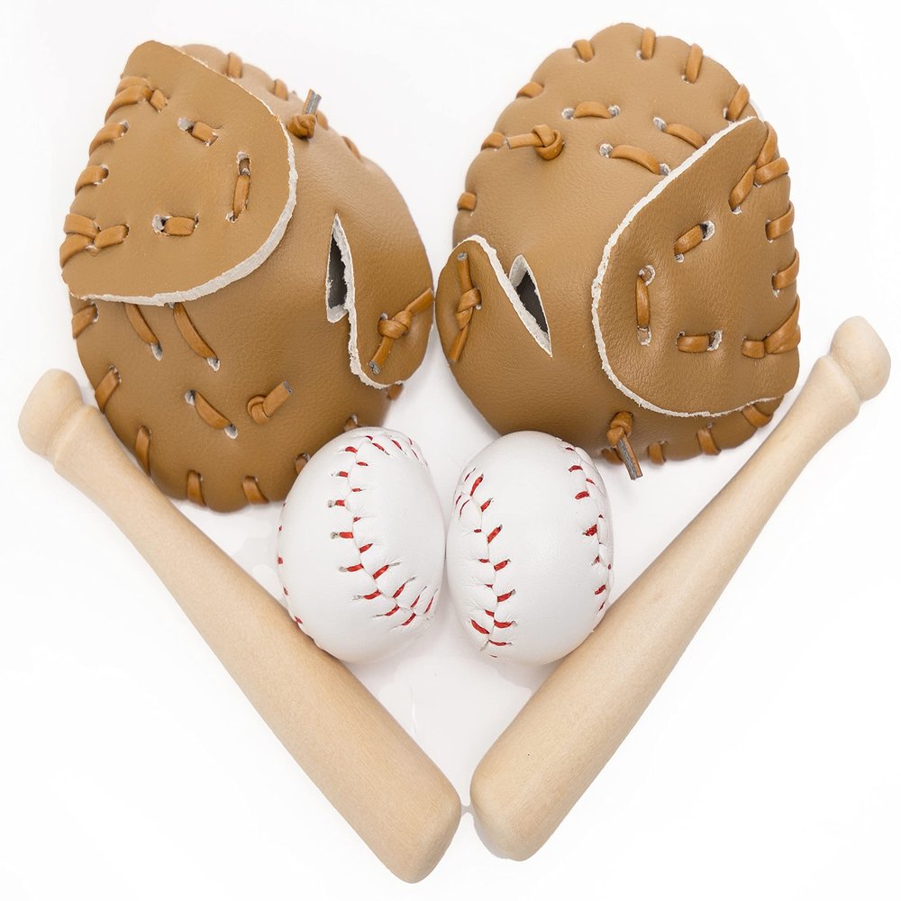 Neakomuki Dollhouse Accessories Miniatures Sports Baseball Bat, Glove and Ball Set for Mini Dollhouse Kitchen Fairy Garden Cake Topper Landscape Craft Project Decoration
