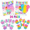 ORIENTAL CHERRY Valentines Day Gifts for Kids - 24 Valentines Cards with Pop Bubbles Bulk- Valentine Exchange for Girls Boys School Class Classroom Fidget Toys Party Favors view 2