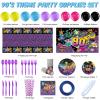 Cunhill 90s Party Decorations 90s Theme Backdrop Latex Balloons Back to the 90's Tablecloth Party Tableware Set 90's Paper Plates Napkins Knife Forks Flatware for Birthday Hip Hop Graffiti Supplies view 2