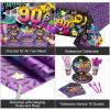Cunhill 90s Party Decorations 90s Theme Backdrop Latex Balloons Back to the 90's Tablecloth Party Tableware Set 90's Paper Plates Napkins Knife Forks Flatware for Birthday Hip Hop Graffiti Supplies view 4