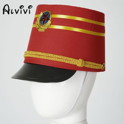 Alvivi Drum Major Hat Soldier Hat Nutcrackers Hat Teen Adult Halloween Cosplay Party Hat Soldier Marching Band Hat Type H Red A One Size