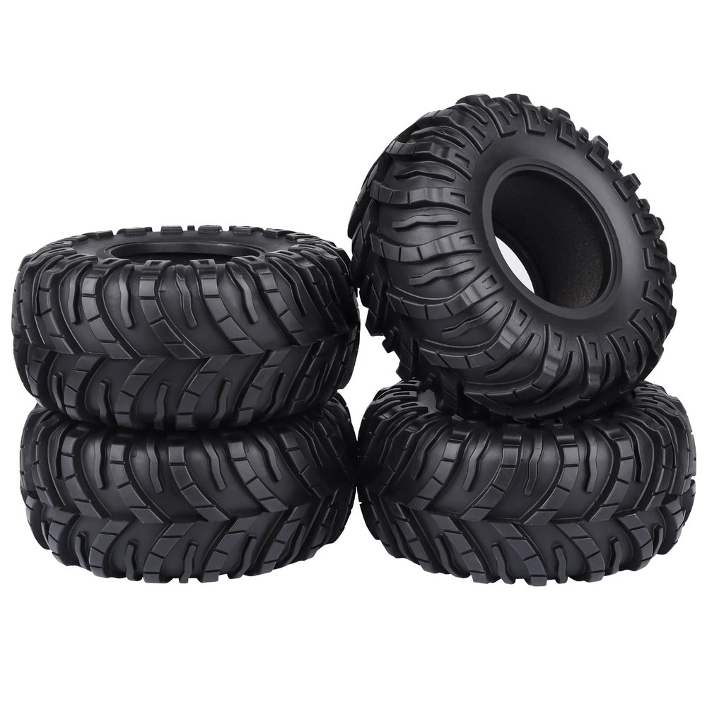 4pcs 2.2inch Crawler Tires Super Soft Rubber 128mm/5.04" Mud Tyres Foam Insert for 1/10 RC Crawler Car Axial Wraith Traxxas TRX4 Sport Redcat Everest 10
