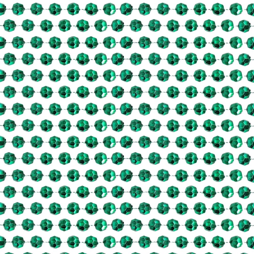 48" 12mm Cut Metallic Green Mardi Gras Beads Dozen (12 Necklaces)