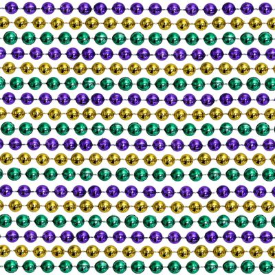 48" 12mm Round Metallic Purple, Gold, and Green Mardi Gras Beads Set of 12 Necklaces Dozen (12 Necklaces)