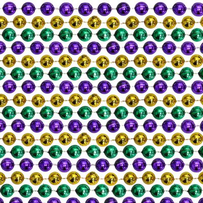 48" 16mm Round Metallic Purple, Gold, and Green Mardi Gras Beads Set of 12 Necklaces Dozen (12 Necklaces)
