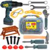 Play Brainy Pretend Kids Tool Kit with Toolbox, Heavy-Duty Plastic Electric Drill, Wrenches, Hammer, Screws, and Faux Wood Toys, Educational Early Learning Building and Construction (28 Pcs) view 1