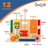 Driddle Busy Board - Wooden Montessori Activity Board for Toddlers & Kids - 12 Educational Sensory Toys to Learn Basic Life Skills & Develop Fine Motor Skills + Baby Mirror view 2