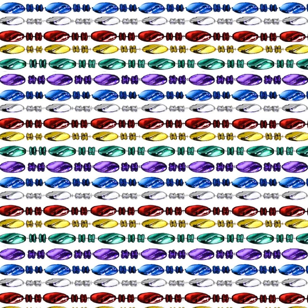 48" Swirl Metallic 6 Color Mardi Gras Beads - 1 Dozen (12 Necklaces)