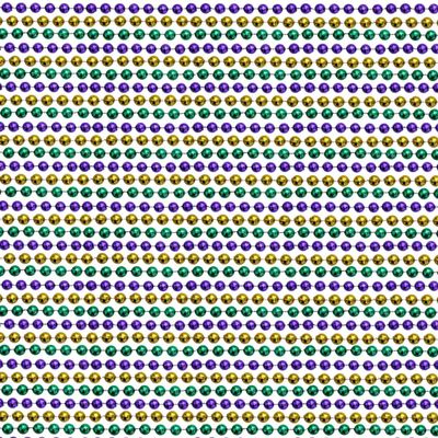 48" 7mm Round Metallic Purple, Gold and Green Mardi Gras Beads Dozen (12 Necklaces)