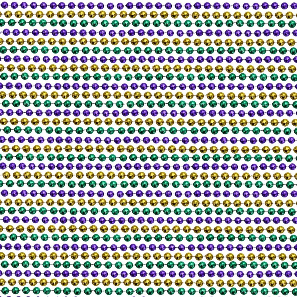 48" 7mm Round Metallic Purple, Gold and Green Mardi Gras Beads Dozen (12 Necklaces)