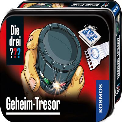 Die drei ??? Kosmos 632328 Secret Safe Mini Safe with Secret Opening Mechanism for Puzzling, Detective Toy, Detective Equipment, Detective Set
