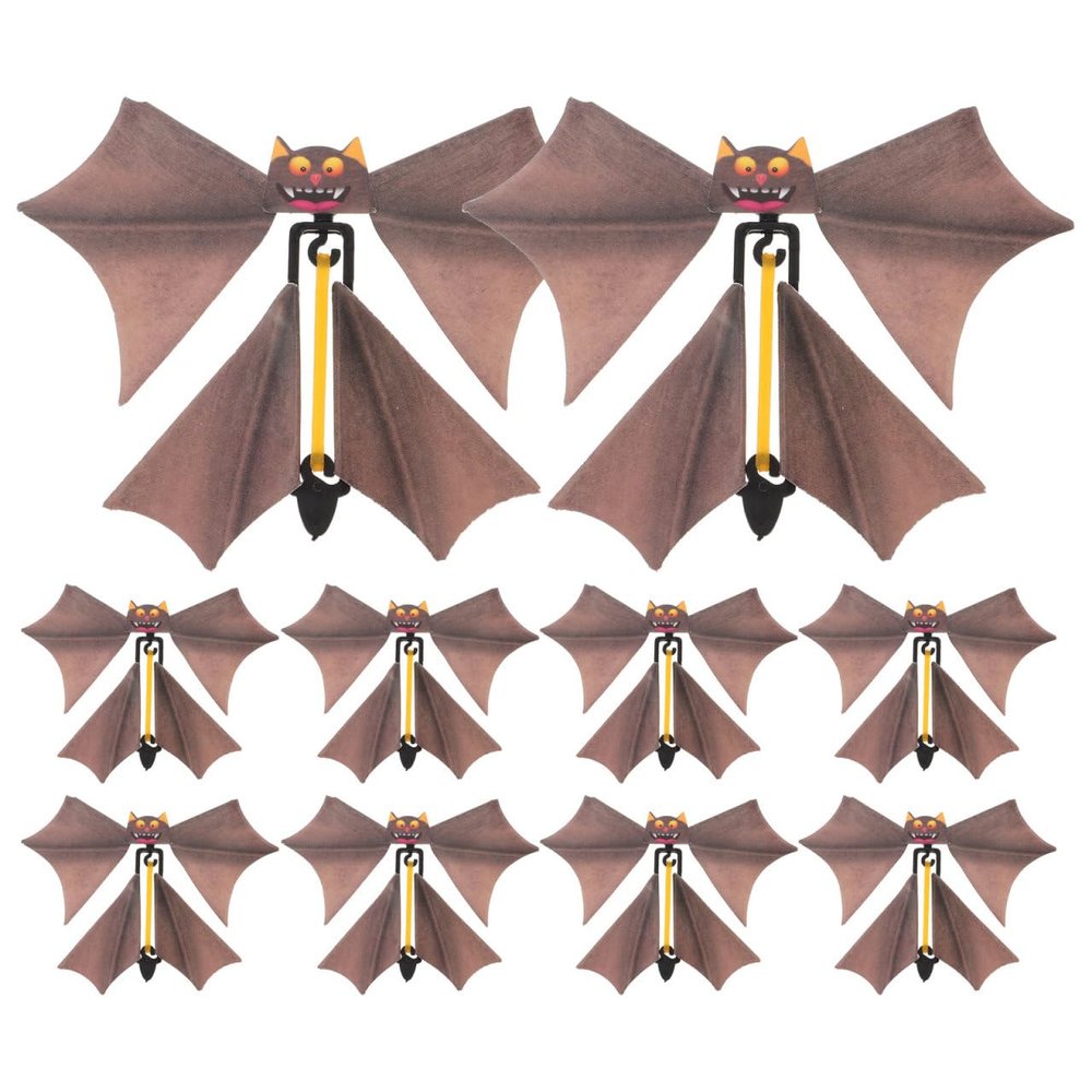 10Pcs Hand Transformation Butterfly Flying Bat Wind up Bat Flutter Card Bat Funny bat Tricky Prop Toys Fake bat Prop (Random Color)