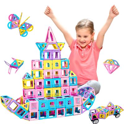 MAGBLOCK Magnetic Building Blocks Set: 156Pcs Magnetic Tiles Gifts with Car, Letter Card and Ferris Wheel, Upgrade Magnet Kids Toys for 3+ Year Old Boys Girls, STEM Toddler Toys for Inventive Learning