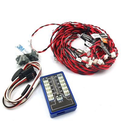 DEVMO Rc Car Headlights Taillight Rc Truck Led Lights Flashing Light Lamp 12 LED 5 Operation Modes for 1/10 Rc Trucks, Crawler, Off-Road, Sport Racing