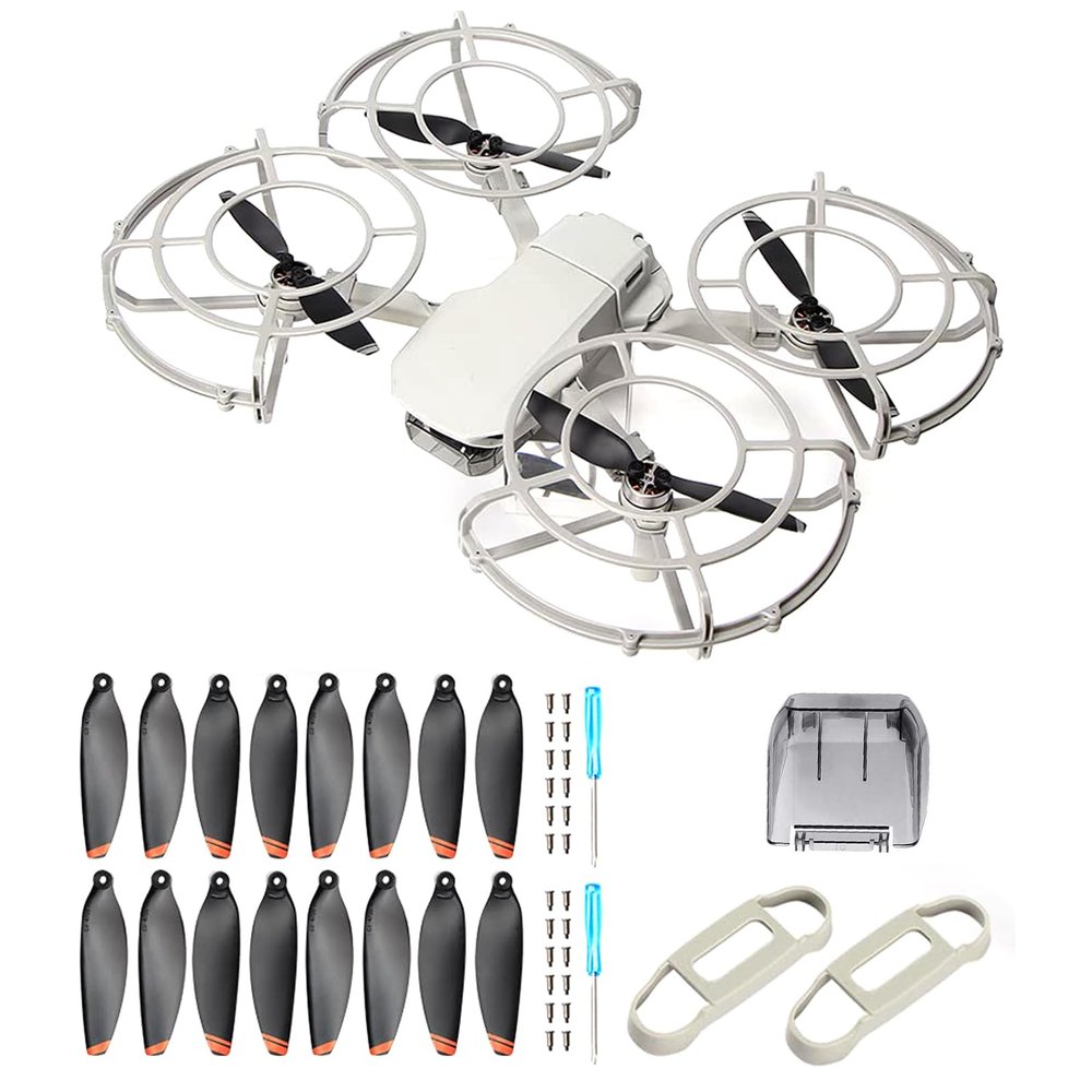 360 Mini 2 Propeller Guard+16Pcs Low-Noise Propellers and Quick-Release Blades Props+Gimbal Protector Cover+1Pair Propellers Holder for DJI Mini 2/Mini 2 SE/Mini SE/Mini 4K Drone Accessories