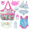 UNICORN ELEMENT 8 Pcs Baby Doll Clothes and Accessories, Baby Feeding and Caring Set with Doll Diaper Bag, Clothes, Diapers, Bottles, Pacifier, Swimsuits,Best Gift for Kids view 1