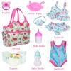 UNICORN ELEMENT 8 Pcs Baby Doll Clothes and Accessories, Baby Feeding and Caring Set with Doll Diaper Bag, Clothes, Diapers, Bottles, Pacifier, Swimsuits,Best Gift for Kids view 4