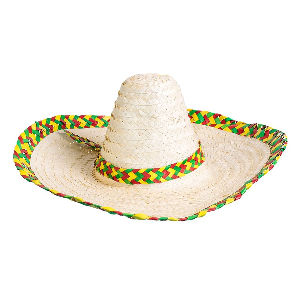 Boland 95430 Sombrero Fiesta, Diameter 48 cm, Straw Hat with Coloured Brim, Hat, Headwear, Fiesta Party, Costume, Carnival, Theme Party