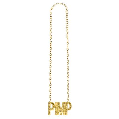 Boland 64521 - Necklace Golden Fashion Jewellery Costume Gangster Mafia Boss Costume Carnival Theme Party, standard size, Gold