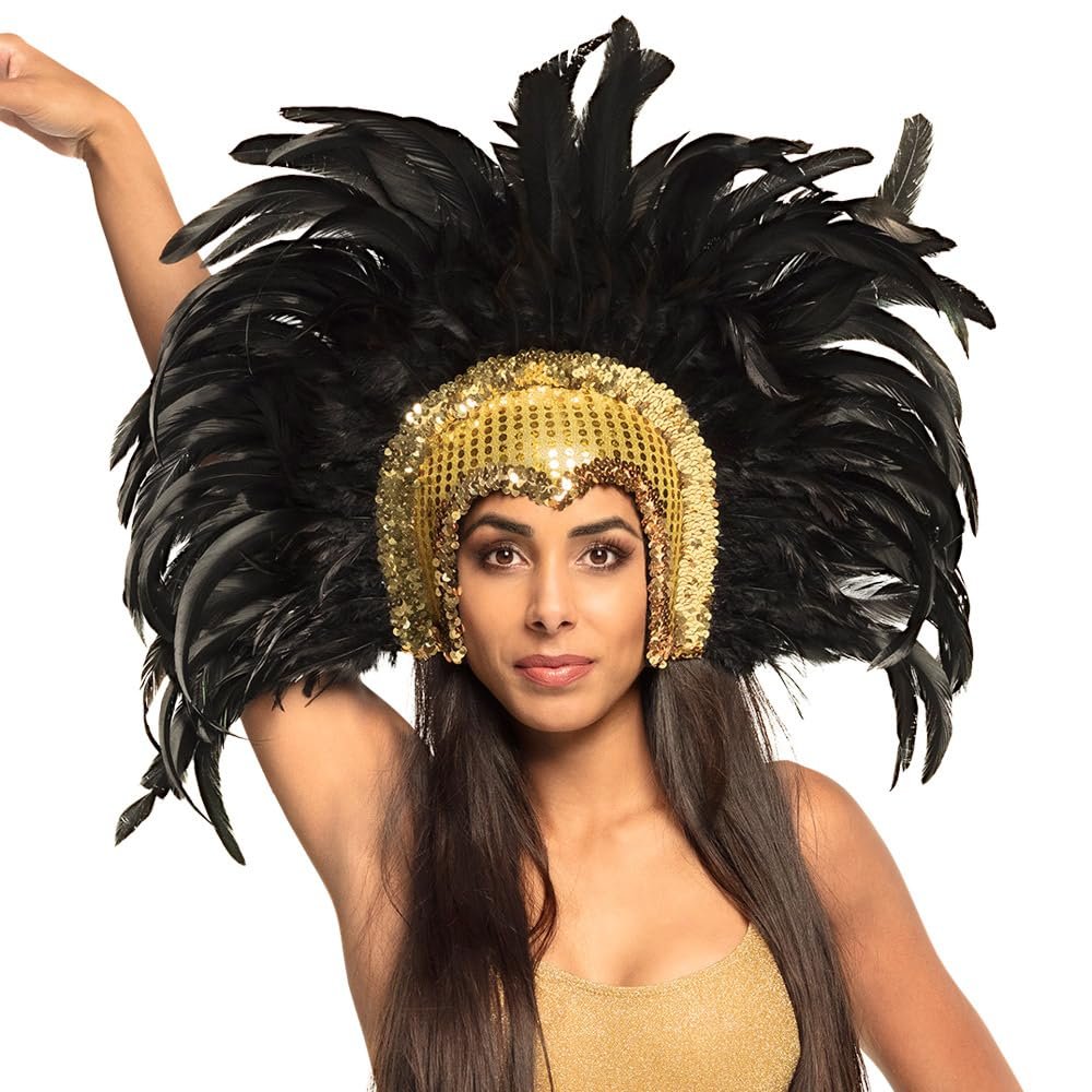 Boland - Go-go dancer, with black feathers, elaborate headpiece, samba, belly dancer, costume, carnival, theme party