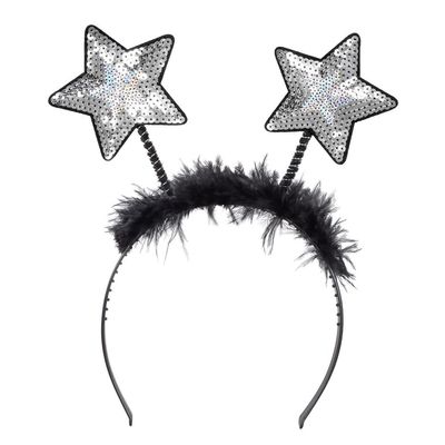 Boland - Star Tiara with Sequins, Headband with Feathers, Headpiece, Costume, Carnival, Theme Party, New Year's Eve
