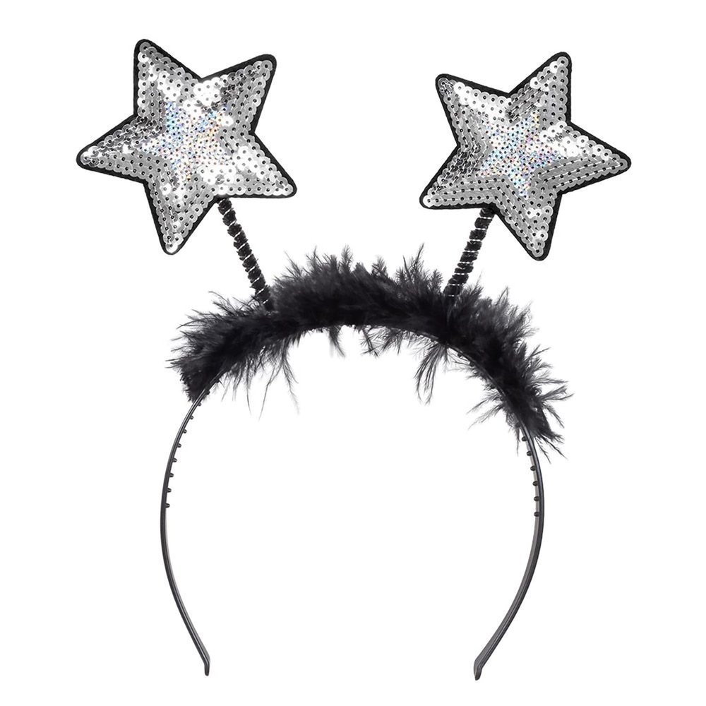 Boland - Star Tiara with Sequins, Headband with Feathers, Headpiece, Costume, Carnival, Theme Party, New Year's Eve