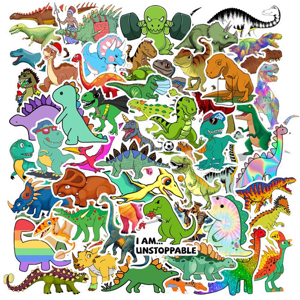 100PCS Dinosaur Stickers, Cute Waterproof Cartoon Stickers for Kids, Teaching Rewards, Dino Party Favourites, Stocking Stuffers for Kids Boys Girls Toddlers Teens
