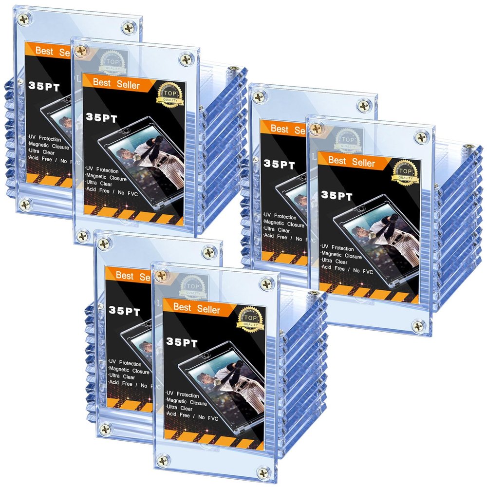 Jetec 10 Pieces Trading Card Protector Baseball Screw Card Holder 35 Pt Acrylic Clear Display Protector for Baseball Football Sports Trading Game Storage and Display