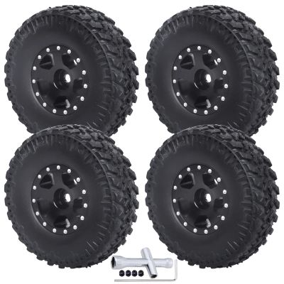 CrazyHobby 1.0 Beadlock Wheels and Tires for 1/24 Axial SCX24 Chevrolet C10 Deadbolt Jeep Jt Gladiator Jeep Wrangler JLU CRC 4WD RC Rock Crawler(Style 1)