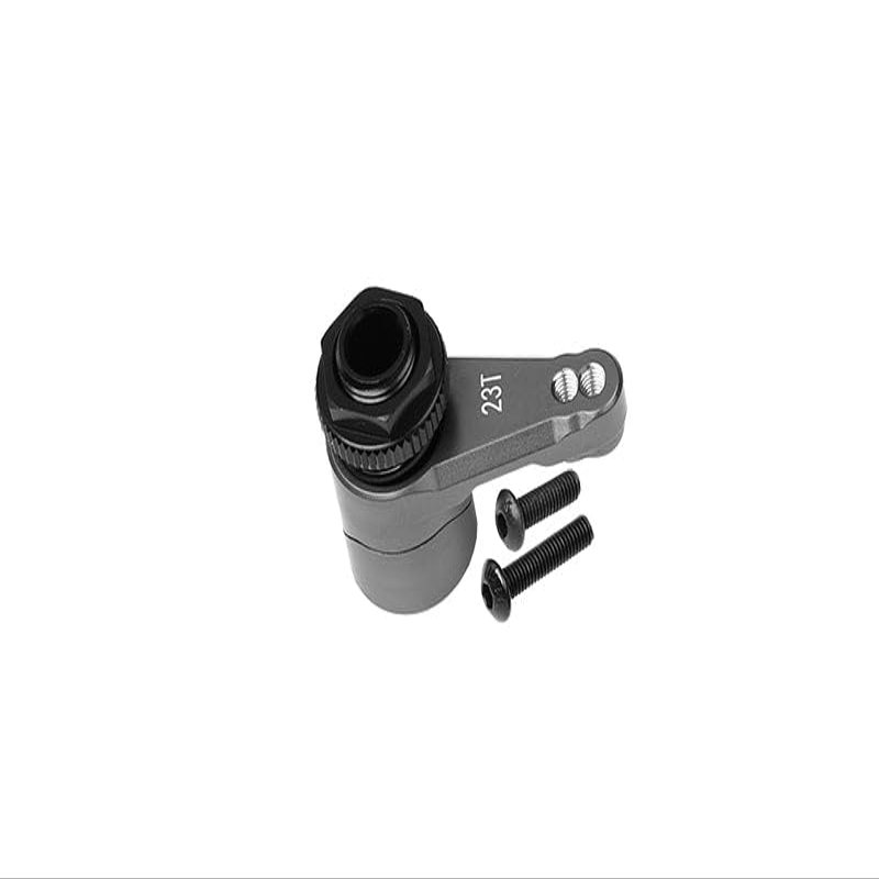 Aluminum 7075 23T Servo Horn With Built-In Spring (2 Positioning Holes) For Axial 1/10 RBX10 Ryft Rock Bouncer AXI03005 / Losi 1/8 LMT Solid Axle Monster Truck LOS04022-3Pc Set Gray Silver