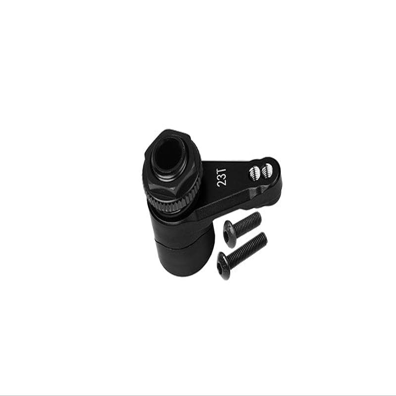 Aluminum 7075 23T Servo Horn With Built-In Spring (2 Positioning Holes) For Axial 1/10 RBX10 Ryft Rock Bouncer AXI03005 / Losi 1/8 LMT Solid Axle Monster Truck LOS04022-3Pc Set Black