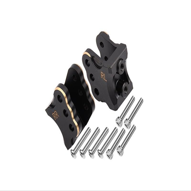 Axial 1/10 RBX10 Ryft 4WD Rock Bouncer AXI03005 Upgrade Parts Brass Rear Axle Mount Set For Suspension Links (Gold Inlay Version) - 10Pc Set Black