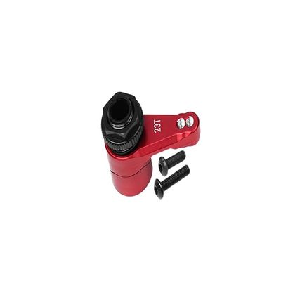Aluminum 7075 23T Servo Horn With Built-In Spring (2 Positioning Holes) For Axial 1/10 RBX10 Ryft Rock Bouncer AXI03005 / Losi 1/8 LMT Solid Axle Monster Truck LOS04022-3Pc Set Red