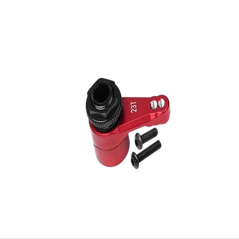 Aluminum 7075 23T Servo Horn With Built-In Spring (2 Positioning Holes) For Axial 1/10 RBX10 Ryft Rock Bouncer AXI03005 / Losi 1/8 LMT Solid Axle Monster Truck LOS04022-3Pc Set Red