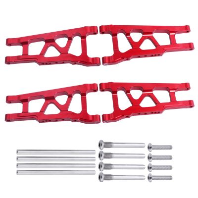 AllinRC 4-Pack Alloy Front&Rear Suspension Arms for Traxxas 1/10 Slash 4X4, Stampede 4x4, Rustler 4WD VXL-Replaces Part 3655 Upgrades (Red)