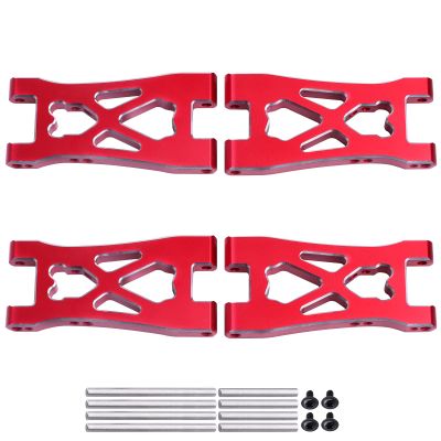 AllinRC Aluminum Lower Suspension Arms Front & Rear for Redcat Blackout XTE Upgrades, fit for Redcat Blackout XBE SC Pro Replace Parts BS213-007 / BLH-0002GM, 4pcs (Red)