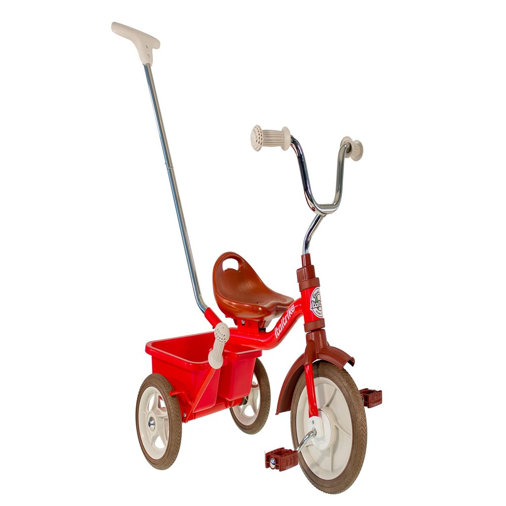Italtrike Passenger Tricycle with Push Handle and Basket for Toddlers and Kids, Superior Engineering, Strong and Durable, Easy Assembly, Adjustable Seat, Ages 2-5 (Champion Red)