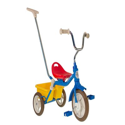 Italtrike Passenger Tricycle with Push Handle and Basket for Toddlers and Kids, Superior Engineering, Strong and Durable, Easy Assembly, Adjustable Seat, Ages 2-5 (Colorama Blue)